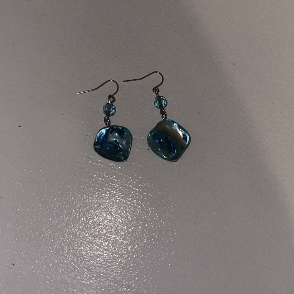 Turquoise Glass Beaded Earrings